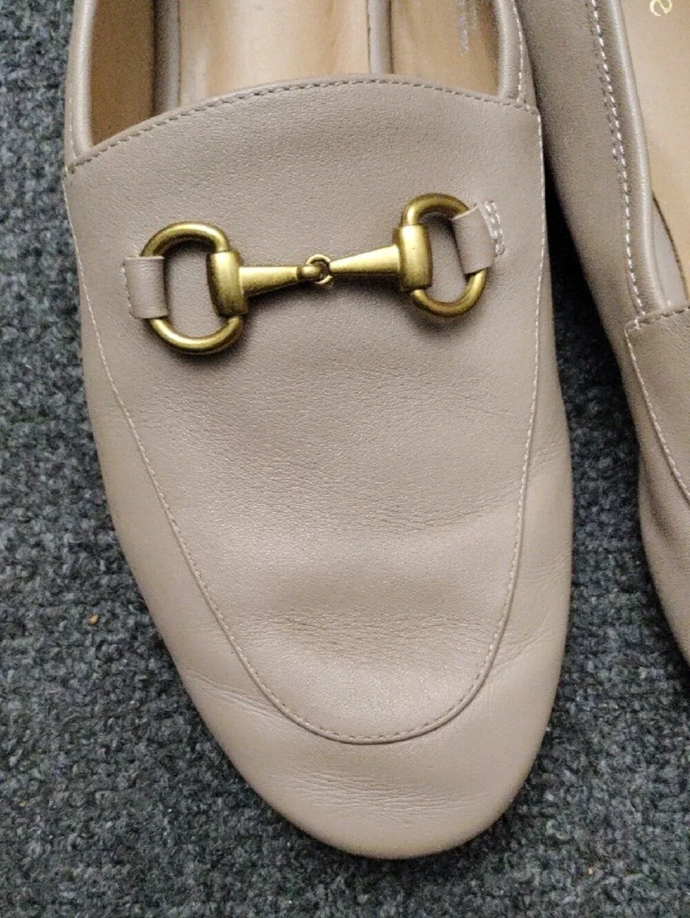 Quince Beige Leather Loafers with Gold Horsebit